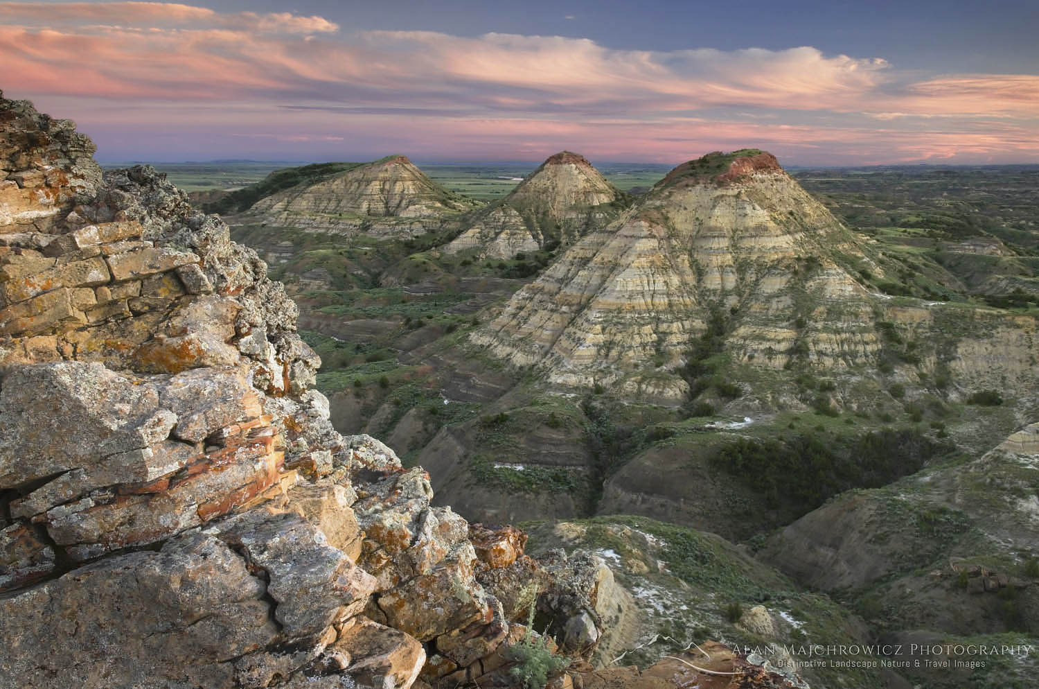 Terry Badlands in Southeast Montana at sunset